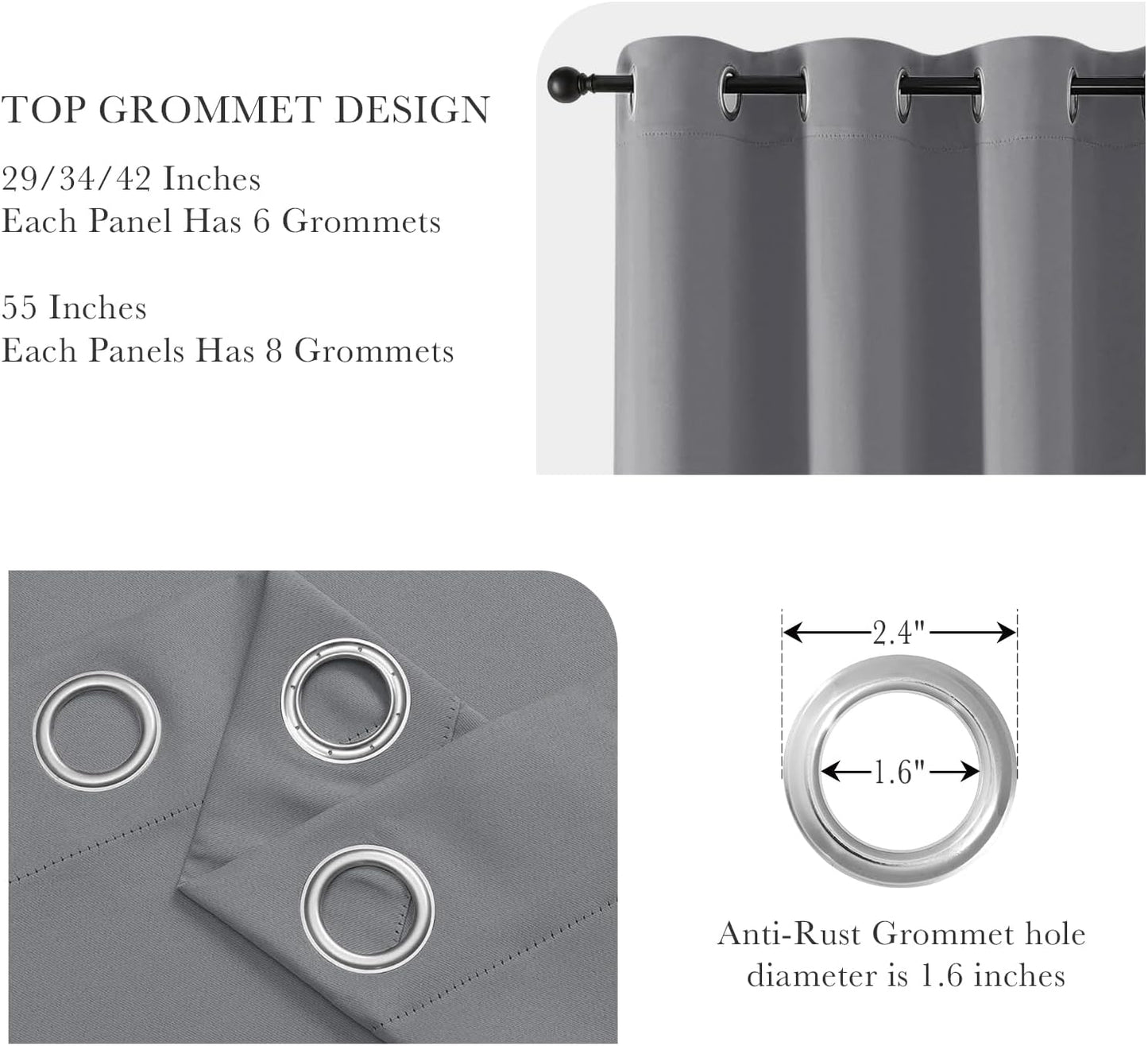 PONY DANCE Short Blackout Curtains for Kitchen, Black Out Thermal Insulated Window Drapes Grommet Room Darkening Half Window Curtains for Studio Dorm Loft(2 Panels, W 42 x L 36 inches, Silver Grey)