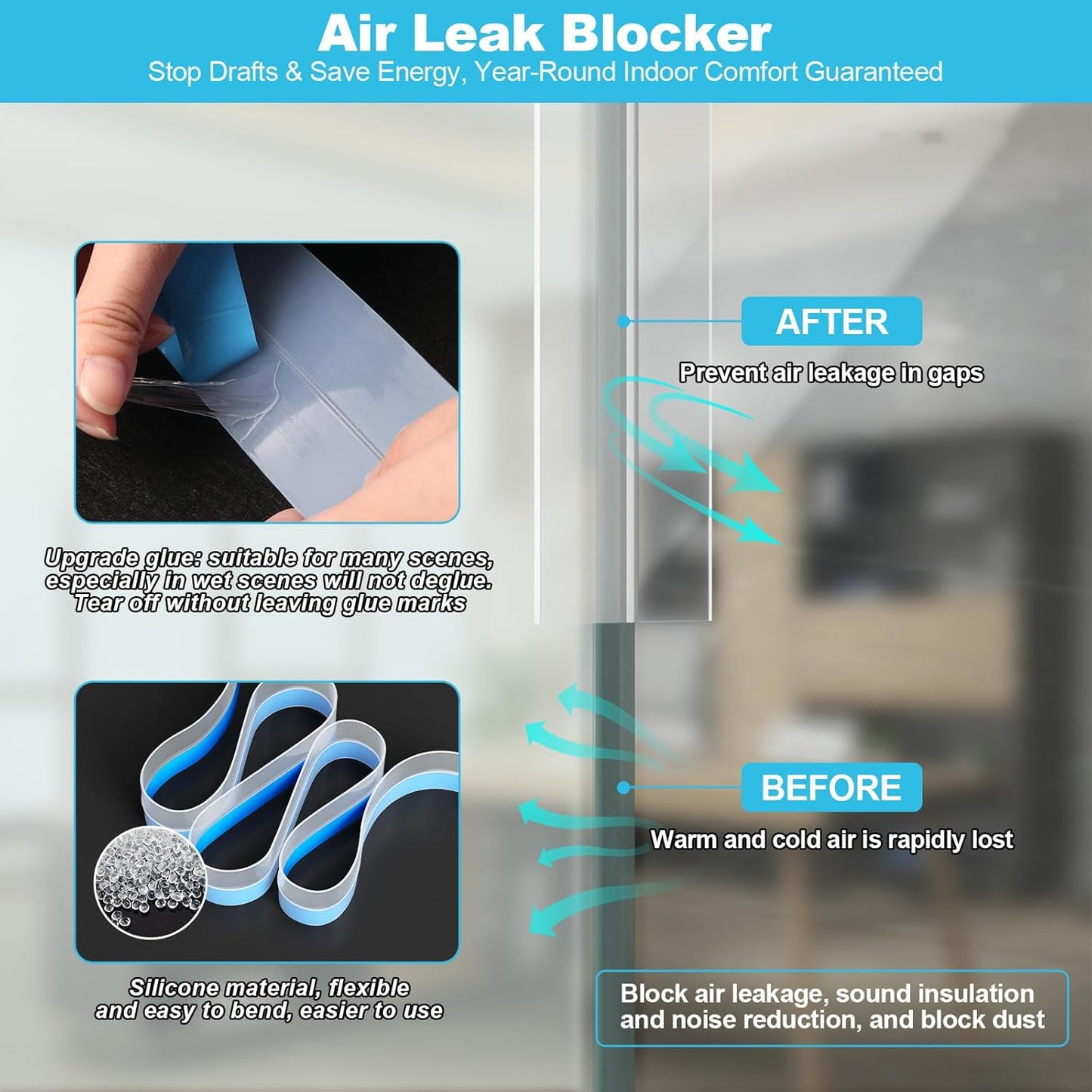 Weather Stripping Door Seal, Silicone Strip for Frame and Gaps Draft Stopper,Glass Shower Door Sweep, Clear, 36 Feet x 2 Inch