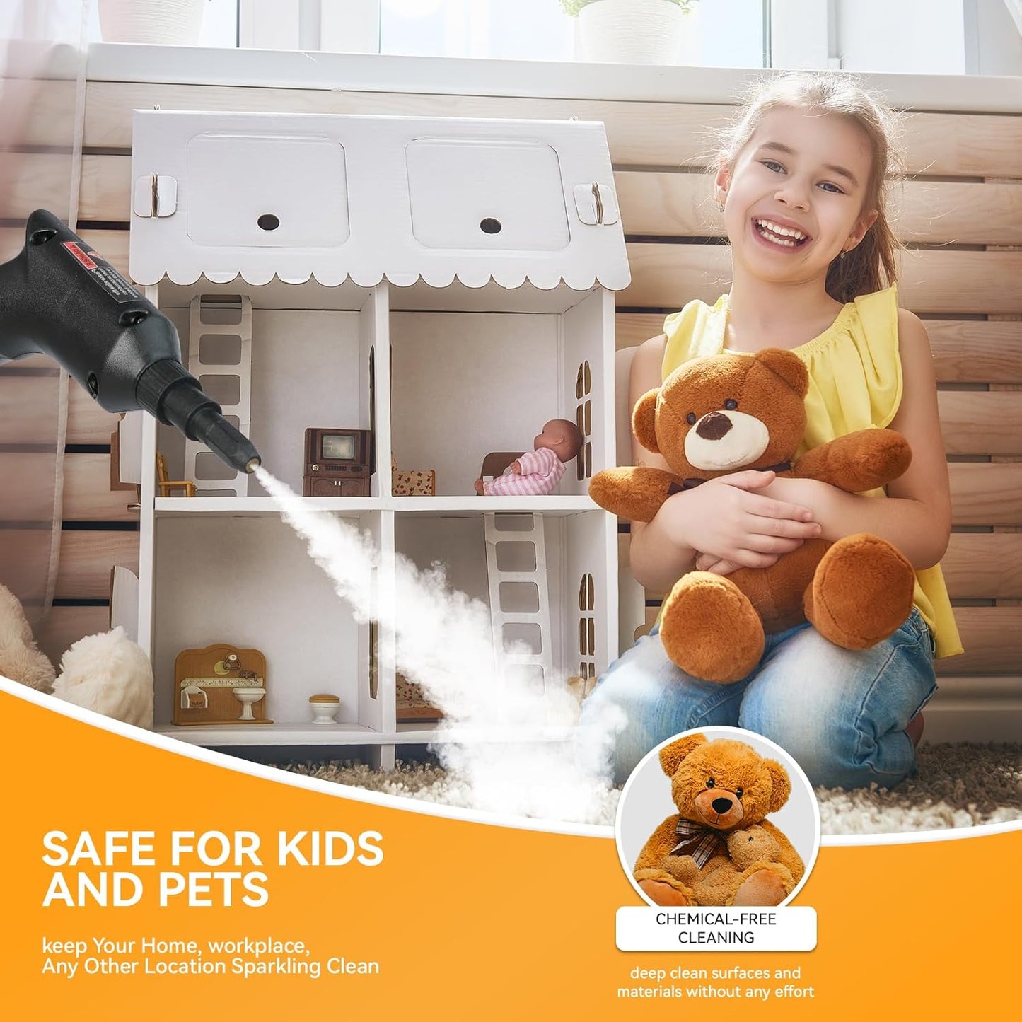 Steam Cleaner for Home, 1500W Handheld Steam Cleaner, 1500ML Water Tank, 6 Levels Adjustable Steam Speeds, Portable Cleaning Steamer for Home, Car Detailing, Bed Bugs, Furniture, Couch