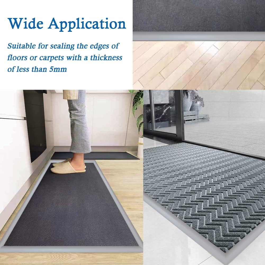 Floor Transition Strip Self Adhesive Carpet & Flooring Transitions Edging Trim Strip PVC Threshold Transitions Suitable for Threshold Height Less Than 10mm (6.56Ft, Gray)