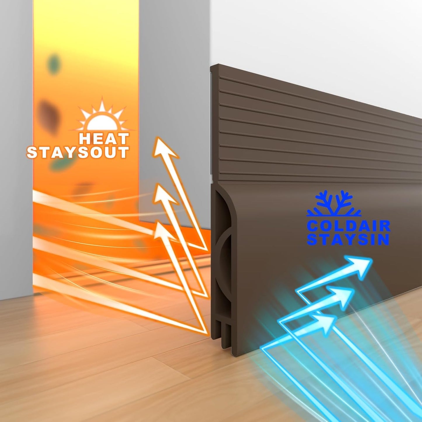 Door Draft Stopper,Door Sweep for Bottom of Doors,Weather Stripping Seal Draft Guard Blocker Noise Cold Air Insulation Soundproofing for Exterior Interior Home Improvement(Brown, 78")