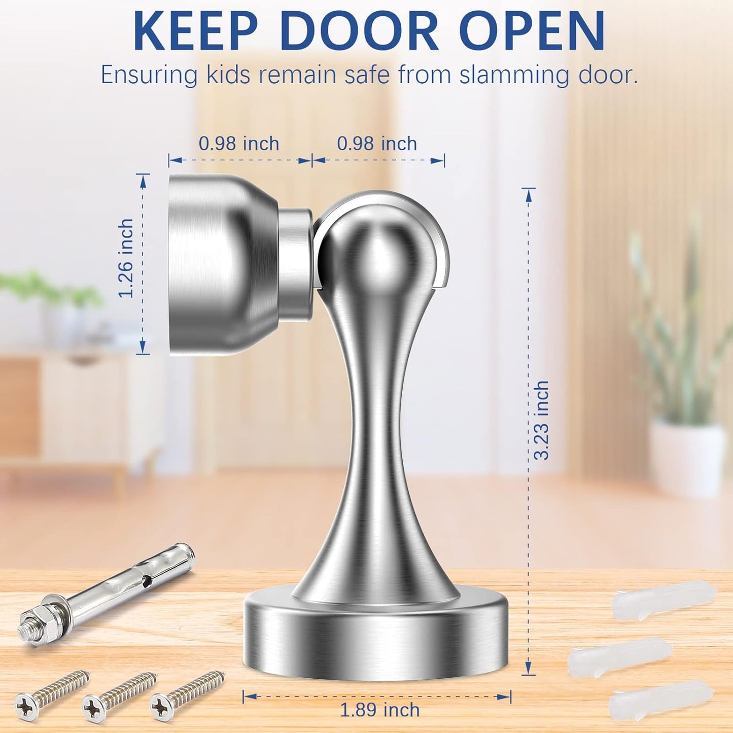 Magnetic Door Stop Stainless Steel，Door Stopper, Heavy Duty for Various Door Types, Keep Your Door Open, Wall Mount Door Holder/Catch