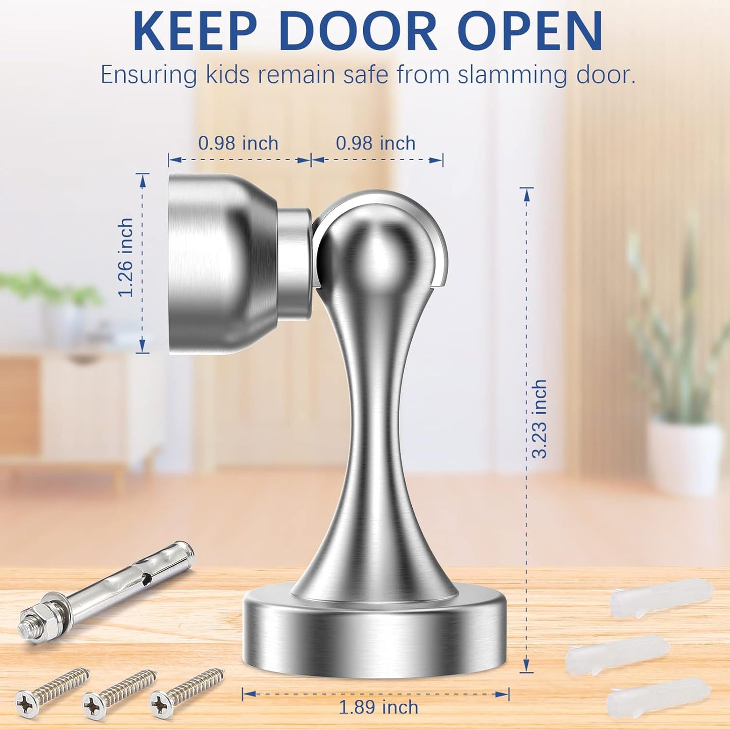 Magnetic Door Stop Stainless Steel，Door Stopper, Heavy Duty for Various Door Types, Keep Your Door Open, Wall Mount Door Holder/Catch
