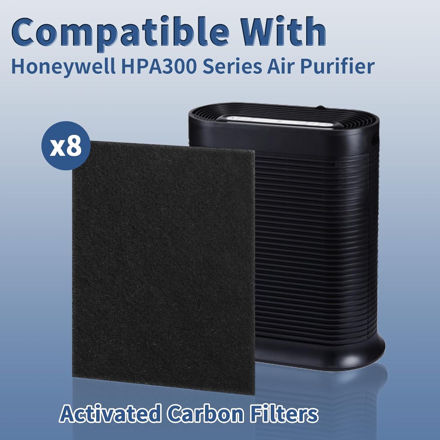 HRF-A300 Pre Filter A Replacement for Honeywell HEPA Air Purifier HPA300 Series, Funmit 8 Pack Precut Activated Carbon Pre Filter Replacement Compatible with Honeywell Air Purifier Prefilter A