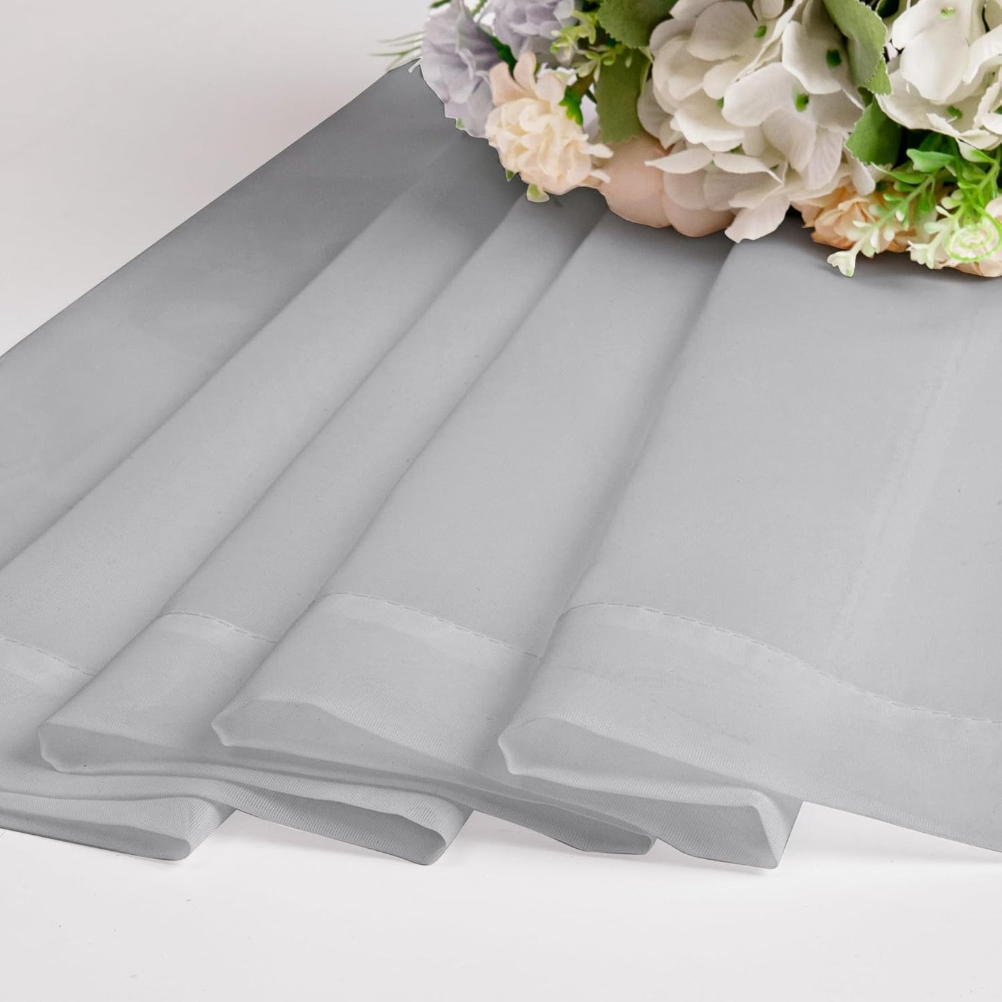 Chyhomenyc Light Grey Sheer Curtains 30 inch Length 2 Panels, Light Filtering Voile Rod Pocket Short Window Curtians for Bathroom Living Room Farmhouse Small Windows, 42Wx30L inches