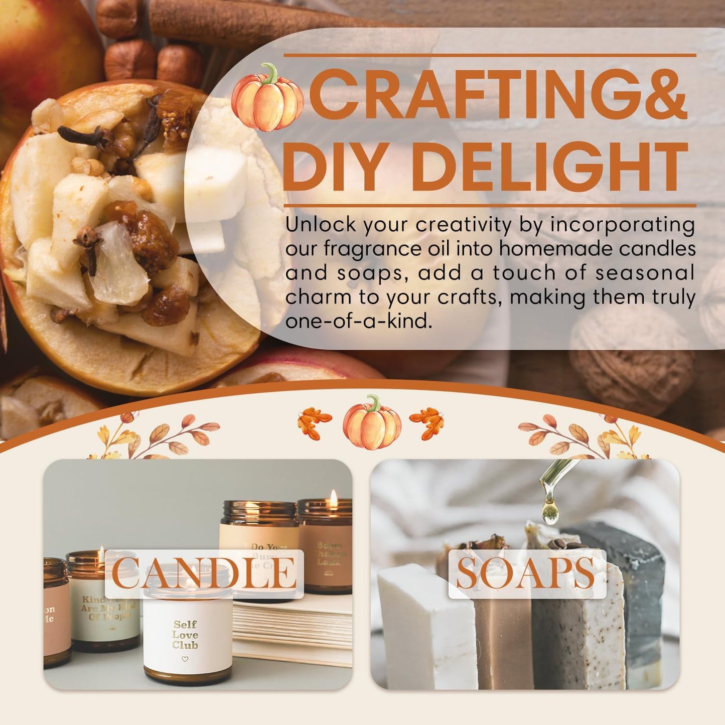 SALKING Apple Cinnamon Fragrance Oil, 120ml (4 Fl Oz) Premium Essential Oils for Diffuser, Candle Scents for Candle Making, Soap Making Supplies, Autumn Diffuser Oil, Halloween Thanksgiving Gift