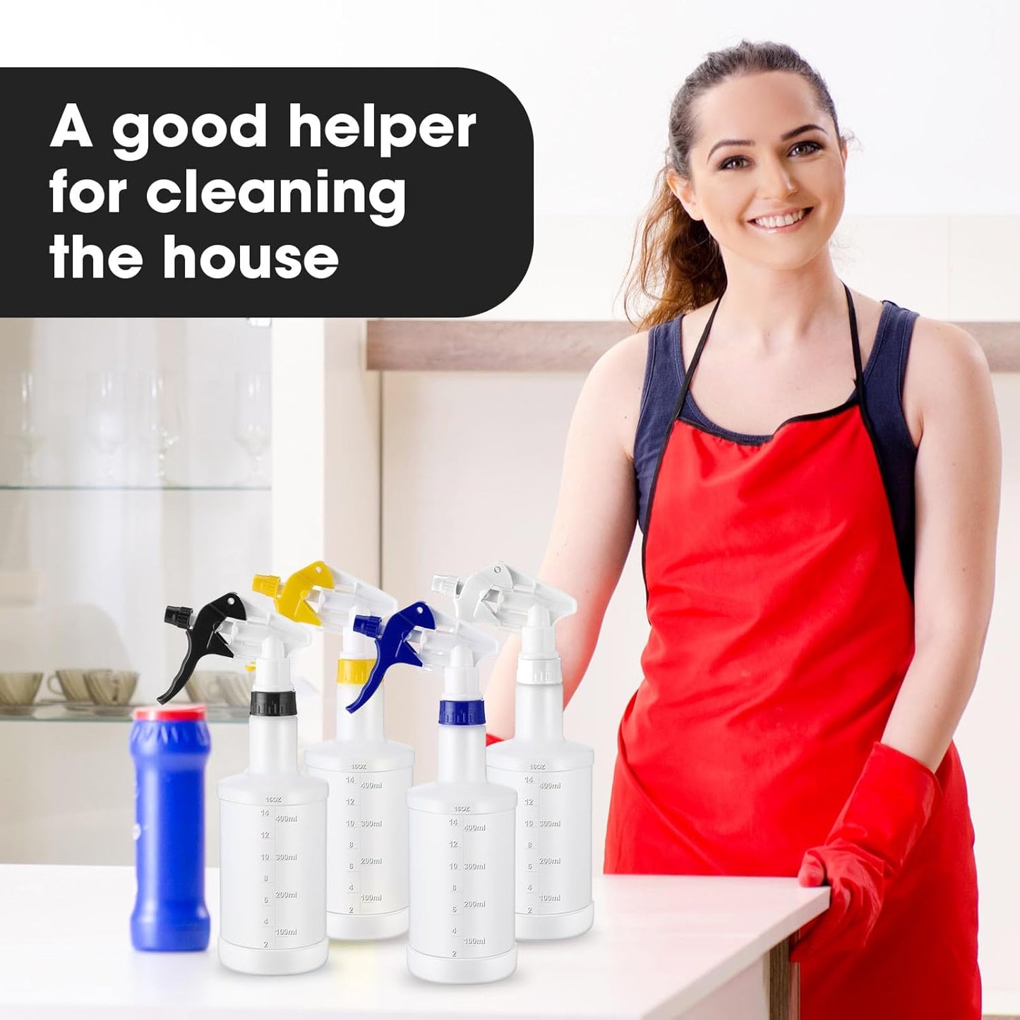 Eccliy 12 Pcs 16 Oz Plastic Spray Bottle, Adjustable Empty Reusable Sprayer for Cleaning, Planting, Water, Bathroom and Kitchen, BBQ, Commercial and Residential (Multicolored,Measurement)