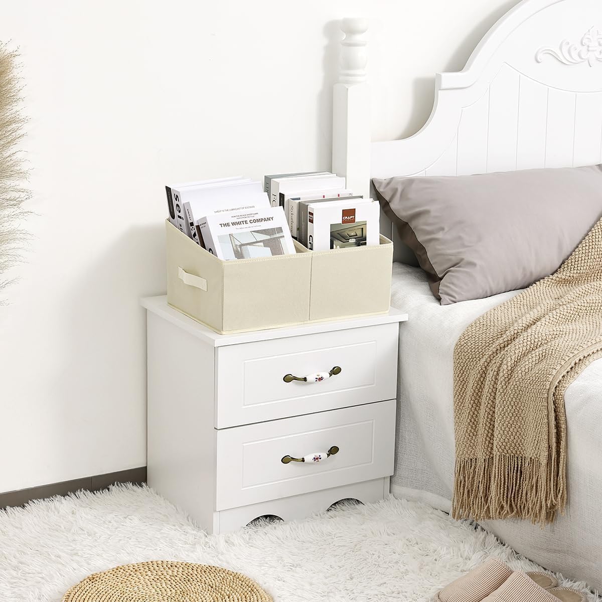 DIMJ Trapezoid Storage Bins for clothes - 4 Packs Closet Organizers and Storage Baskets, Foldable Closet Baskets with Handles and Divider, Closet Storage Bin Toybox for Shelves Living Room Bedroom