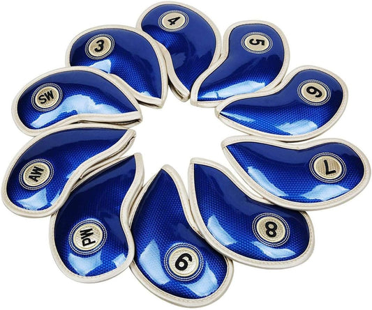 HISTAR 10pcs Crystal Pu Leather Golf Iron Head Covers Set Iron Club Headcover