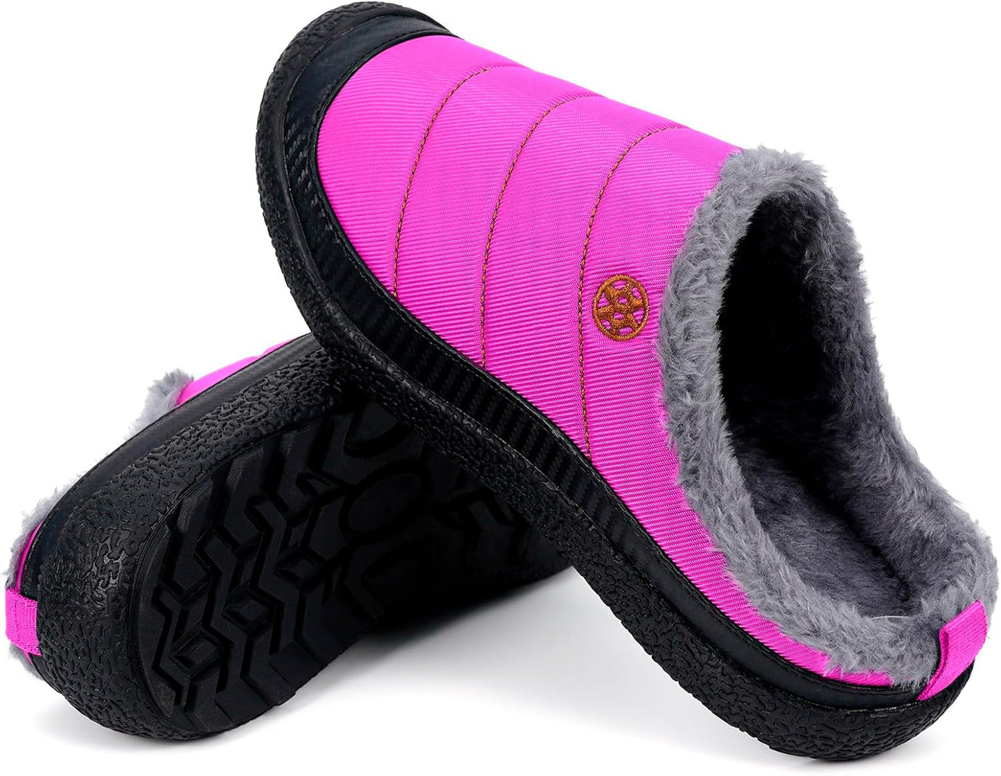 Womens Mens House Slippers Slip on Snow Winter Warm Fully Fur Lined Slippers Indoor Outdoor Shoes