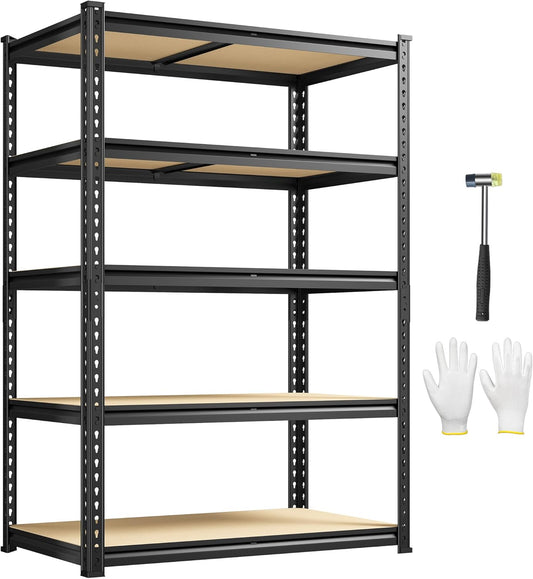 5-Tier Storage Shelves, 1980LBS Adjustable Pantry Shelves, Metal Shelving Unit for Kitchen, Pantry, Closet, Laundry, Garage, 72.06" H x 35.55" W x 15.76" D