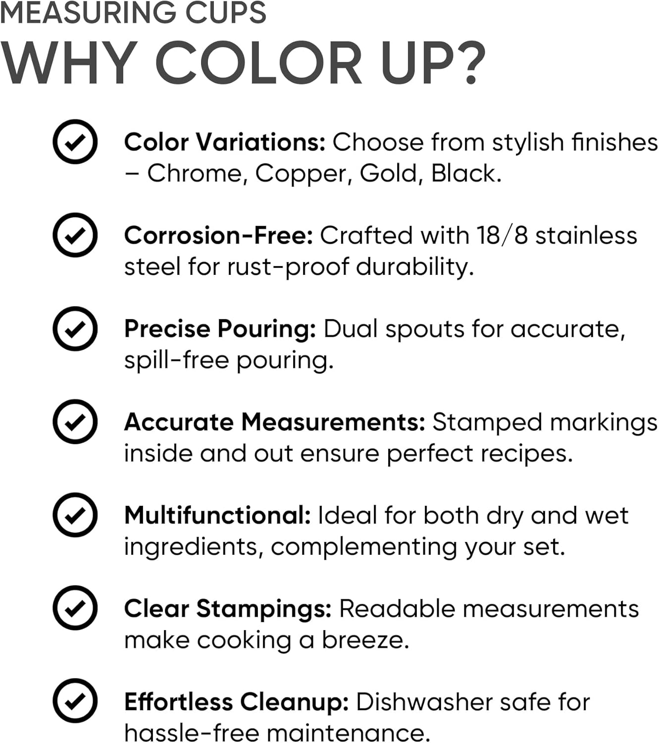 Color Up ⅓ Cup Measuring Cup (80 ml) – Premium Chrome Stainless Steel, Accurate for Wet & Dry Ingredients, Embossed Markings, Easy-Pour Spouts, Dishwasher-Safe, Kitchen Essential