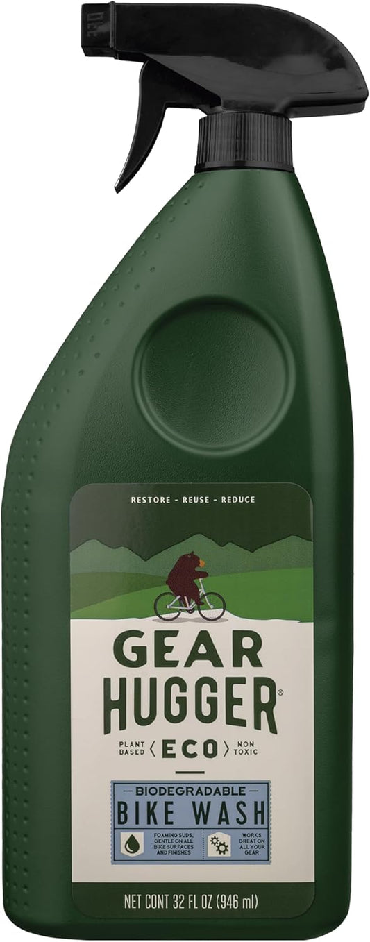 Gear Hugger Bike Wash Spray (32 oz, Pack of 1) – Eco-Friendly Cleaner Spray, Wash Soap with Natural Saponins & Eucalyptus – Safe for All Bikes, Anti Corrosion Spray