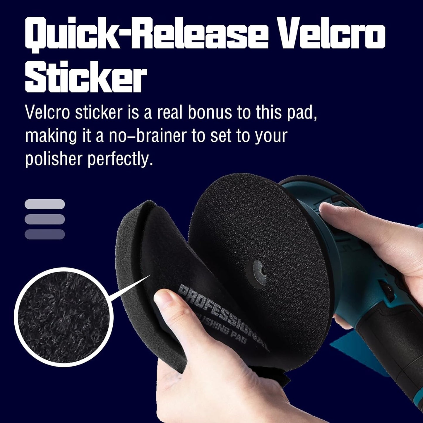 6 Inch Buffing Polishing Pads - 3Pcs Black Light Cut Pad - 6.5 Inch Face for 6 Inch 150mm Backing Plate - High-Density Buffing Sponge Pads for Car Buffer Polisher Compounding, Polishing & Waxing