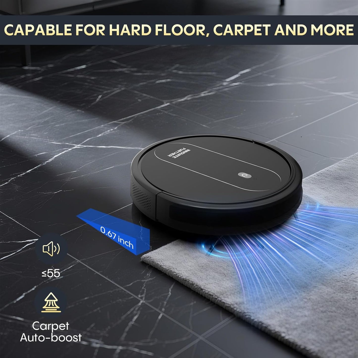 3-in-1 Robot Vacuum 4000Pa Strong Suction Robot Vacuum Cleaner & Smart Navigation & Alexa/APP Control & Auto Recharge & Central Brush, Vacuum Robot and Mop for Pet Hair (Classic Black)