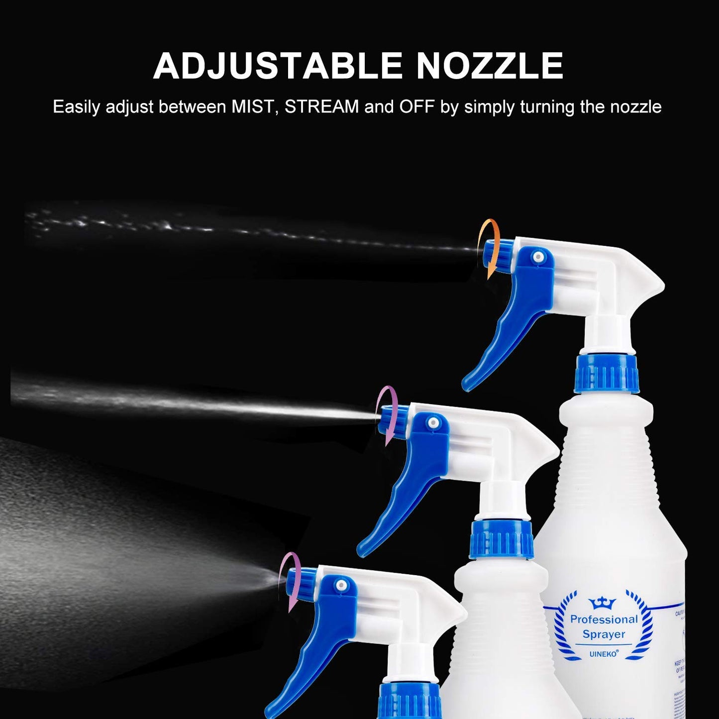 Plastic Spray Bottle 2 Pack, 32 Oz, All-Purpose Heavy Duty Spraying Bottles Leak Proof Mist Empty Water Sprayer for Cleaning Solution, Essential Oils, Hair, Planting with Adjustable Nozzle - Blue