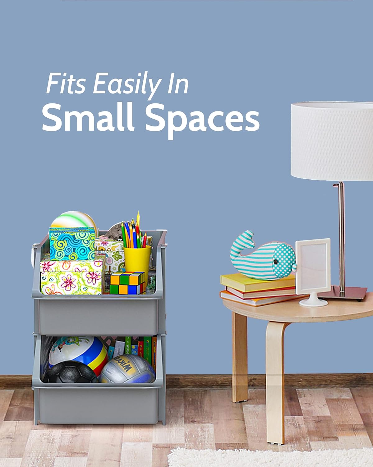 TidyFriend Plastic Stackable Storage Bins for Pantry, 2 Pack Stackable Bins for Organizing Food, Kitchen, and Bathroom Essentials (Grey)