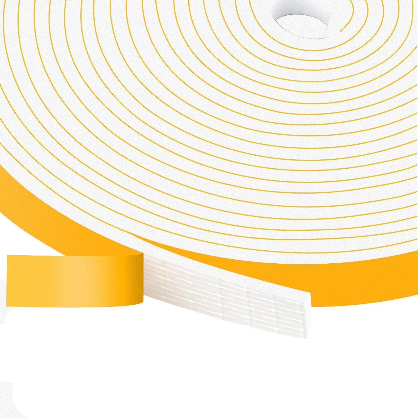 White Strong Adhesive Foam Tape, High Density Door Insulation Weather Strip，Soundproof Weatherproof, Foam Seal Tape for Sliding Door, Windows (1/2 in x 1/8 in x 50Ft