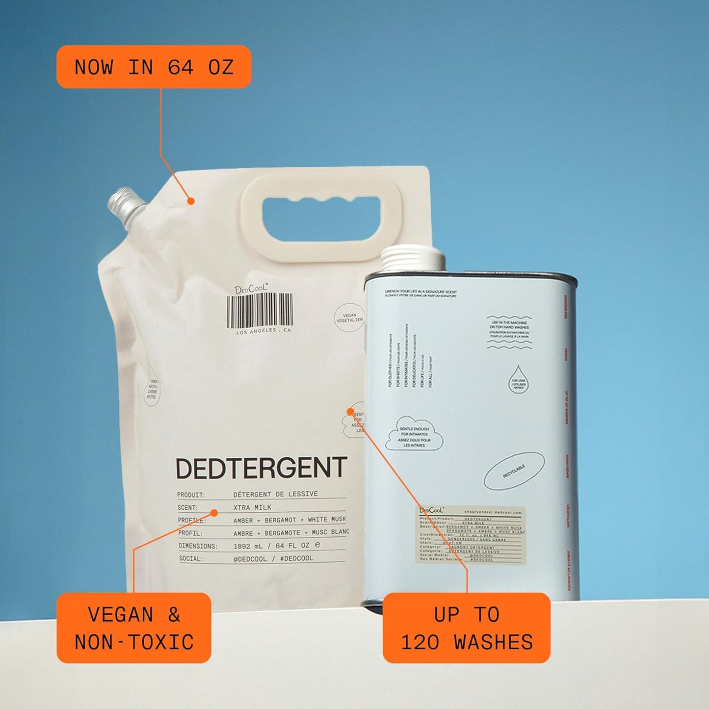 DedCool Liquid Laundry Dedtergent | Milk | Luxurious Fragrance Detergent | Removes Stains | Infused with Natural Essential Oils | Non-Toxic | 120 Washes | 64 fl oz