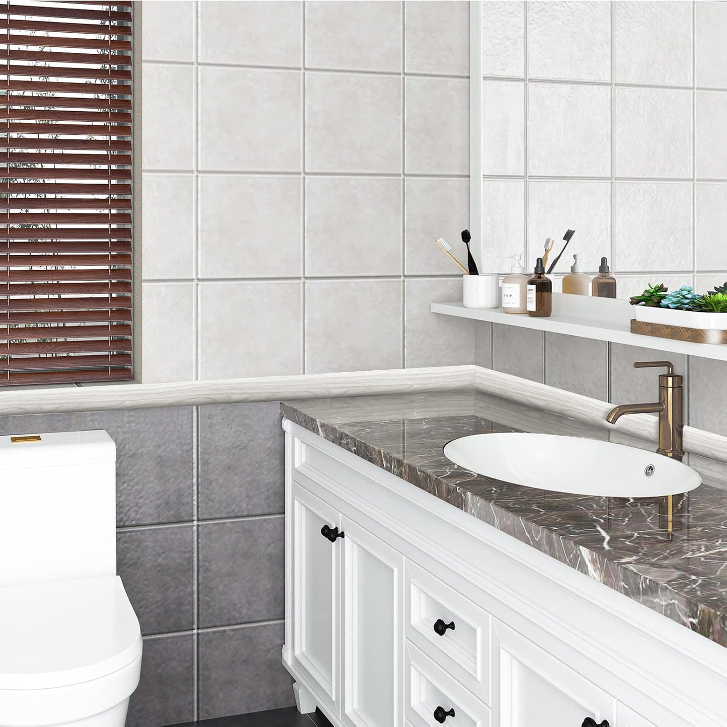 Art3d Self Adhesive Vinyl Floor Transition Strip, Laminate Floor Strip Floor Flat Divider Strip for Joining Floor Gaps, Carpet Threshold Transition, Floor Tiles (10 FT, 1.57in, White-Washed)