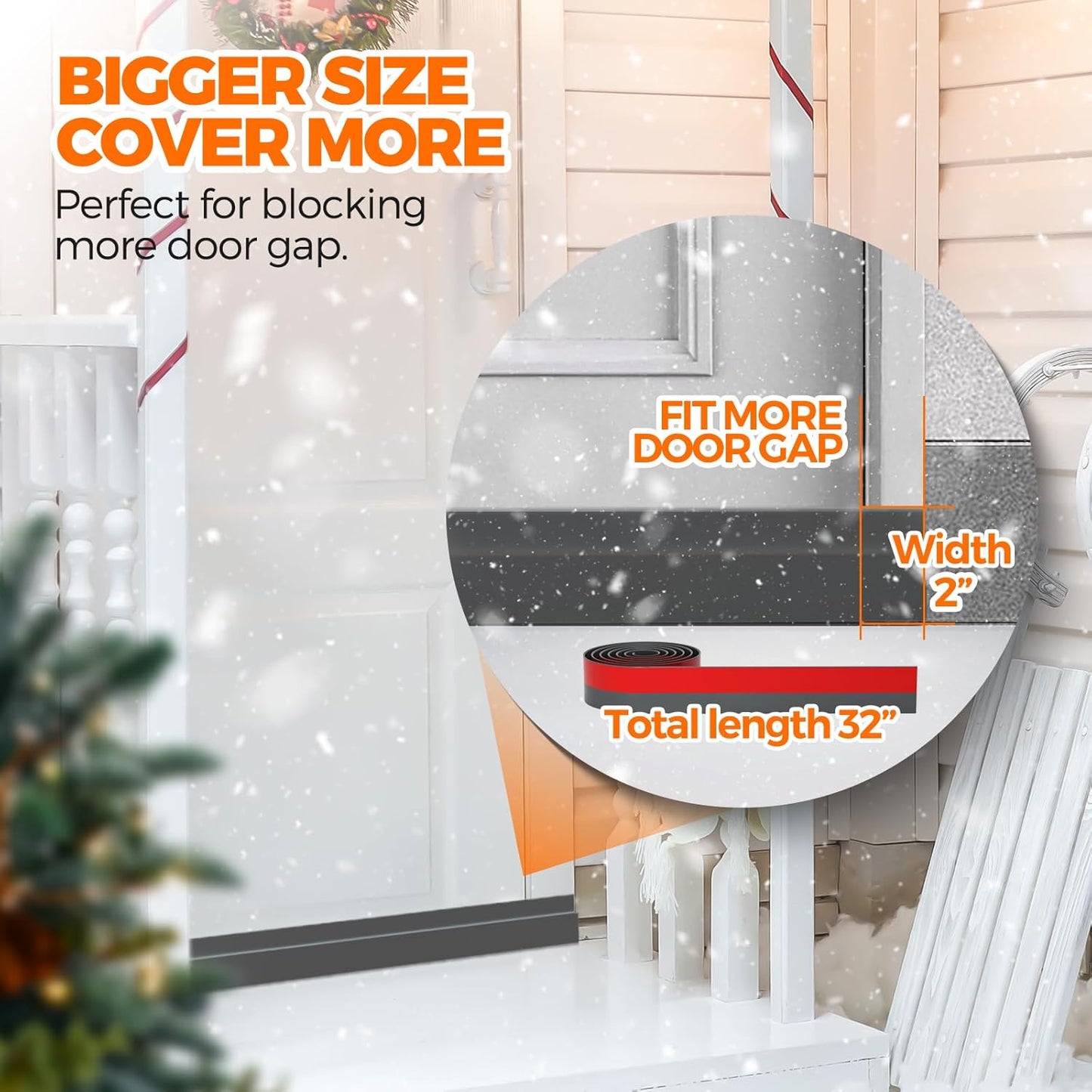 Holikme Door Draft Stopper Under Door Draft Blocker Insulator Door Sweep Weather Stripping Noise Stopper Strong Adhesive, Gray