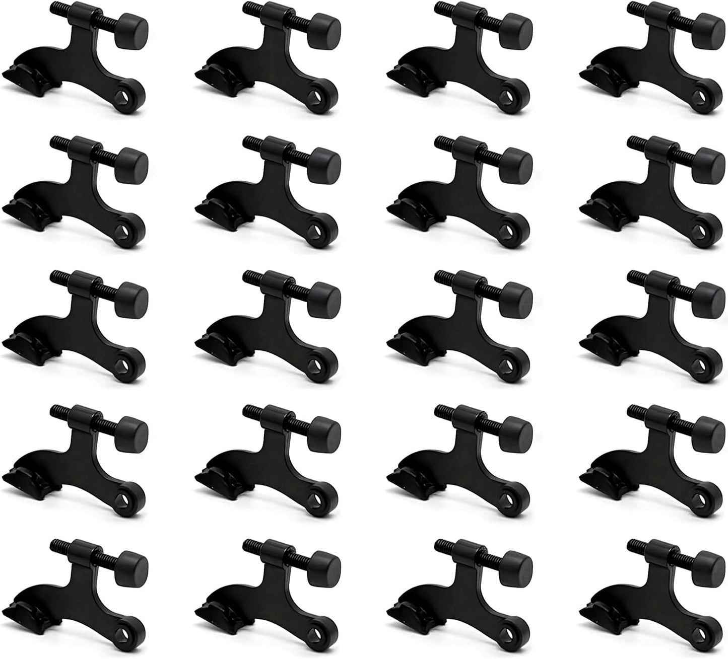 20 Pack Hinge Pin Black Door Stopper, Adjustable Heavy Duty Hinge Pin Door Stop with Black Rubber Bumper Tips