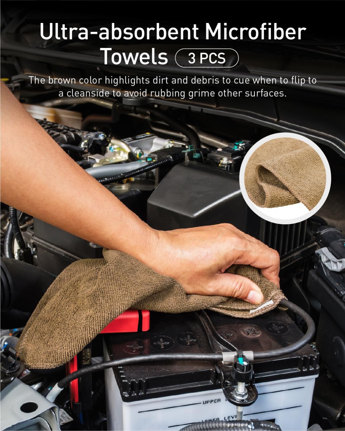 Fantasticlean 9PCS Car Interior Detailing Set, Microfiber Cloth & Applicator, Double-Head Detailing Brushes, Natural Bristles, Scratch-Free, Ultra-Soft for Seats Leather Care or Cleaning