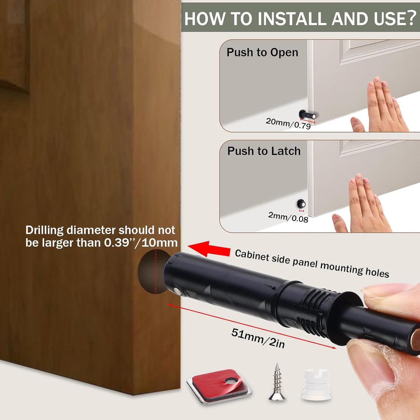 Lounsweer 50 Pack Magnetic Push Latches for Cabinet Door 2.87 Inches Short Push to Open Cabinet Hardware Pop up Lock Magnetic Latch for Closet Cupboard Wine Rack Dresser Drawer Sliding Door (Black)