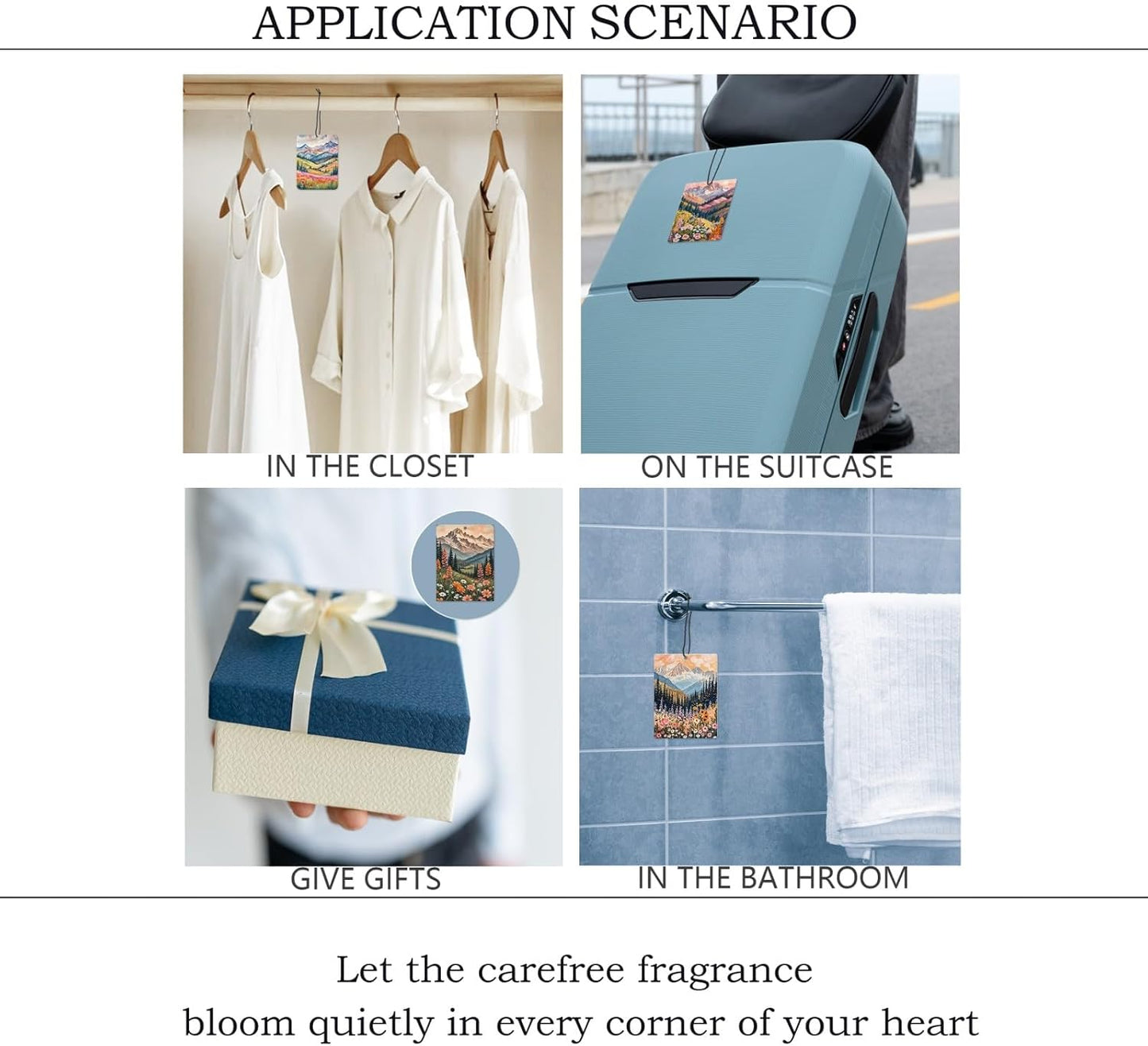 Maximalist Floral Mountain Car Air Freshener 4 Pcs, Boho Abstract Eclectic Flower Hanging Scents Air Freshener for Women Girls Gifts, Cute Scented Car Accessories Decor for Room Closet Drawer