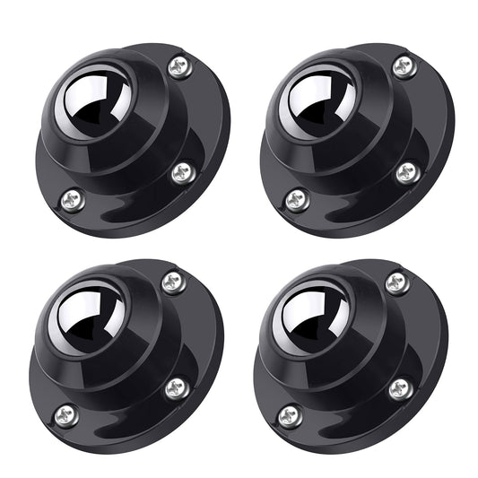 PlusRoc 4 Pack 1 Inch Self Adhesive Paste Caster Wheels for Furniture Kitchen Appliance Rollers, Load Capacity 28LBS Per Wheel, Low Profile Swivel Wheels for Bucket Storage Bins