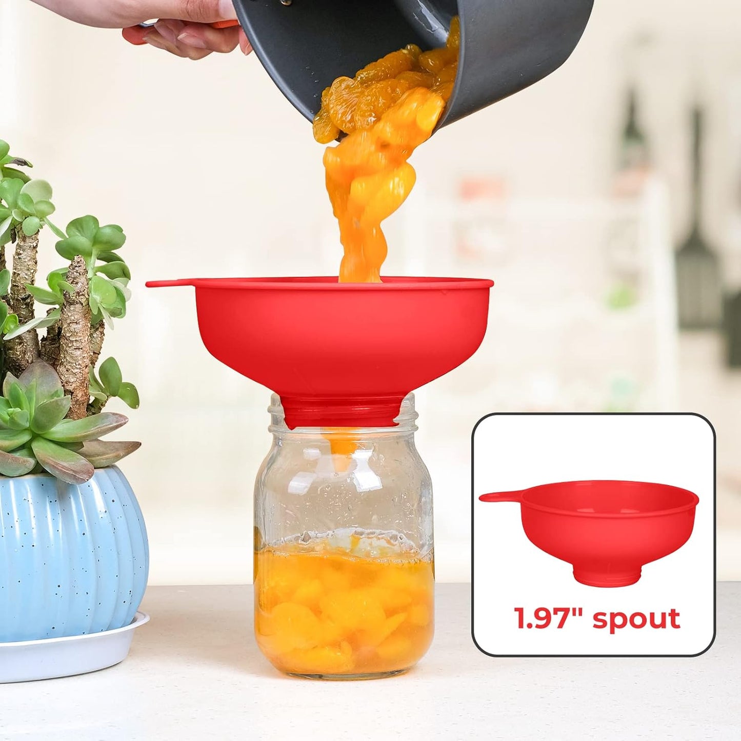 Wide Mouth Kitchen Funnel, Food Grade Plastic Cooking Canning Funnel with 4 Sizes Spouts for Filling Wide and Regular Mason Jars, Spray Dropper Oil Bottle Jug Spices Shampoo Sauce