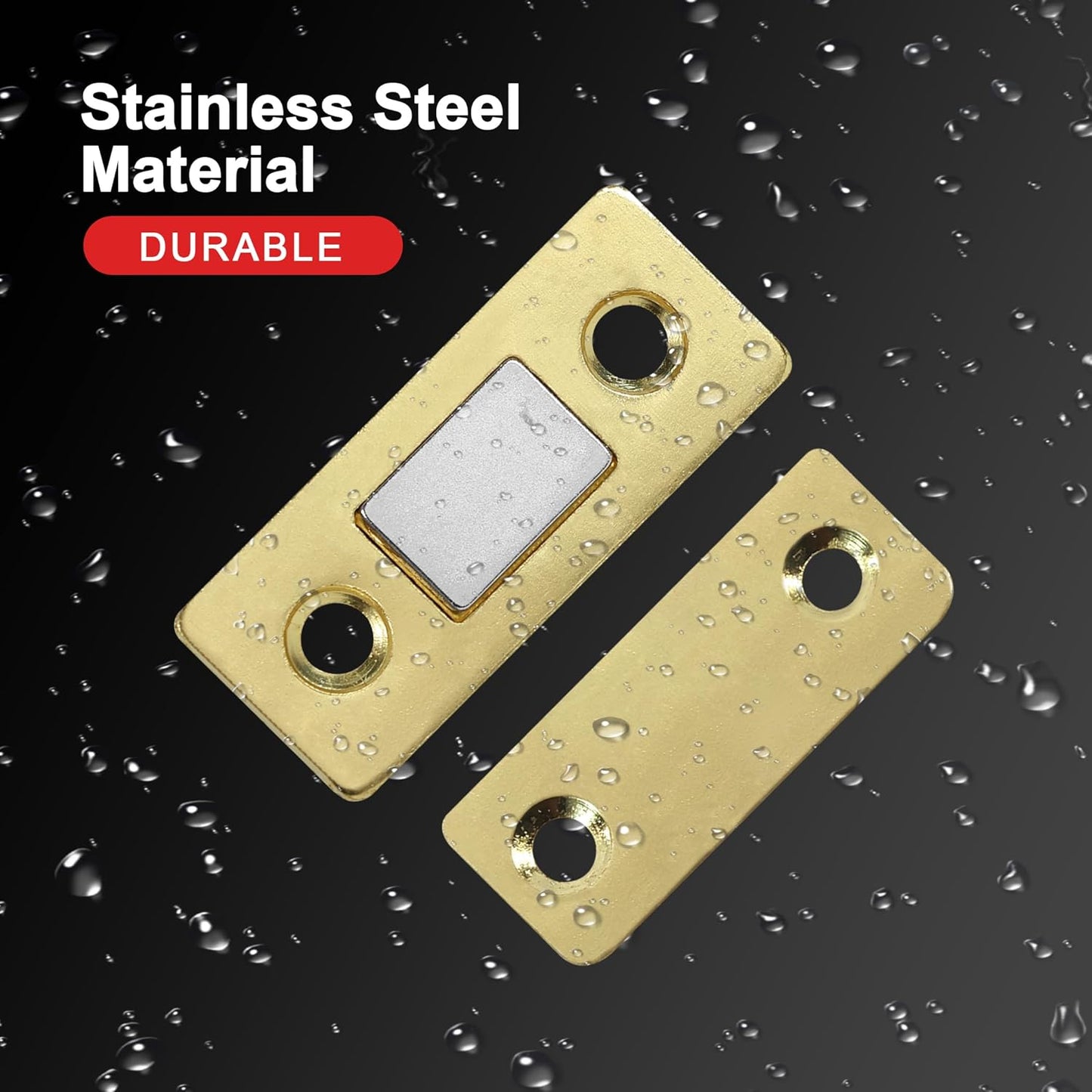 Cabinet Magnetic Catch, 10 Pack Gold Ultra Thin Magnetic Cabinet Door Catch, Adhesive Cabinet Magnets for Kitchen Drawer Cabinet Door Closet, Concealed Strong Magnetic Cabinet Latch