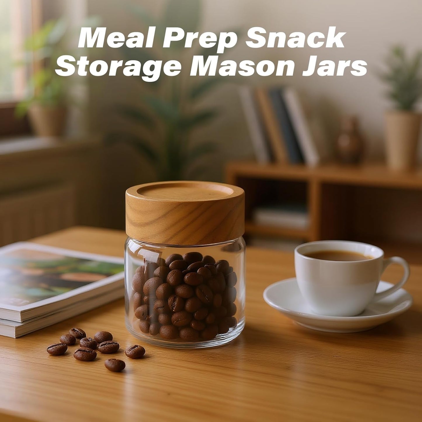 2-Pack 6 oz Glass Canisters with Airtight Sealing Lids - Leakproof Food Mason Jars for Meal Prep, Overnight Oats, Salad Dressings, Yogurt & Spice Storage