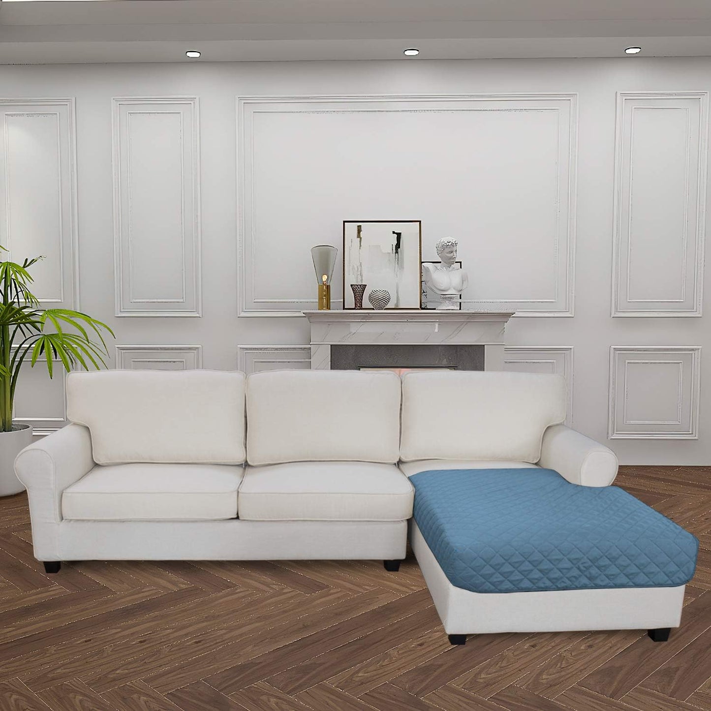 Easy-Going Sectional Couch Covers for Dogs L Shape Sofa Cover Reversible Sofa Slipcover Chaise Lounge Cover Furniture Protector Cover for Pets Dog Cat (42 x 68 inches, Light Blue/Light Blue)