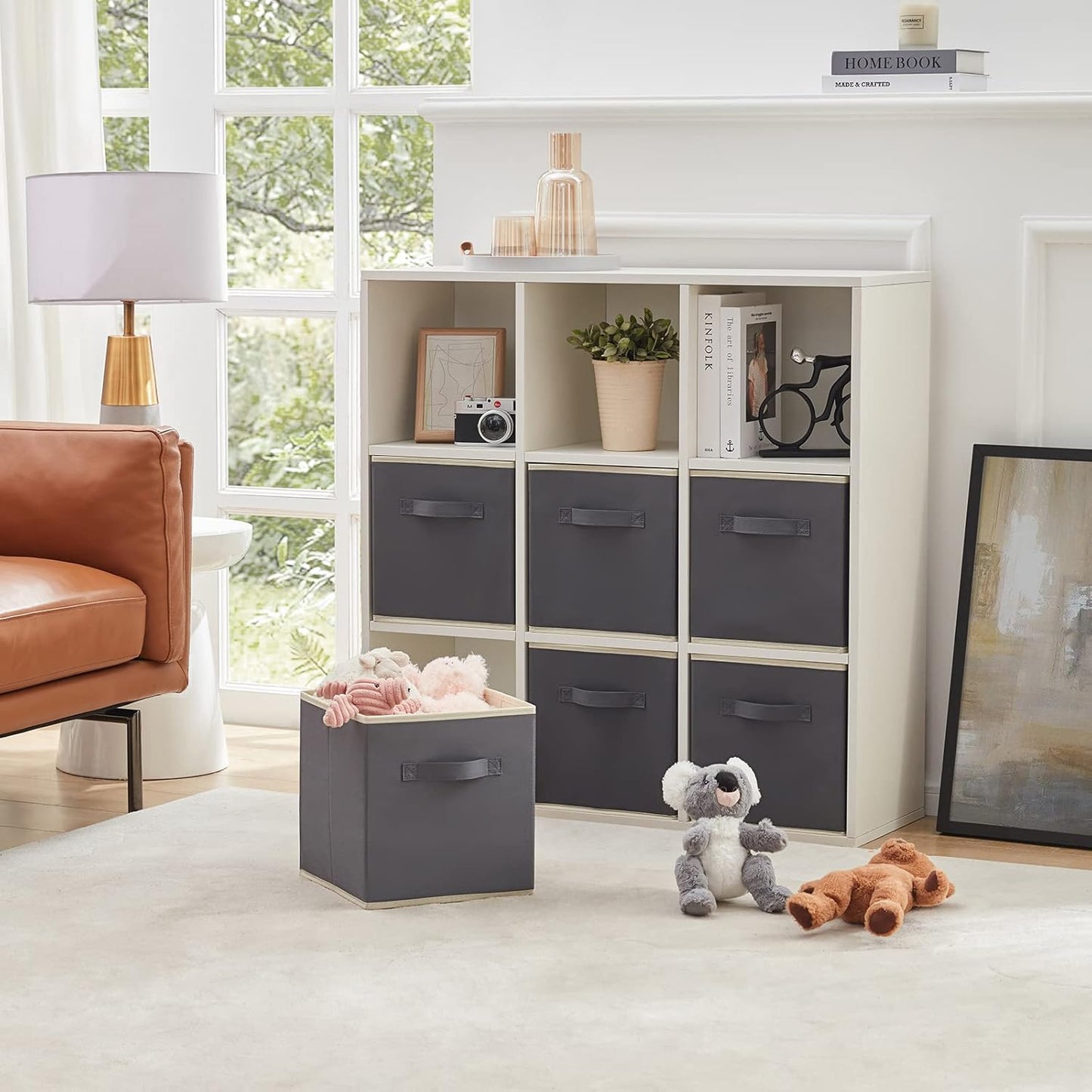 Lifewit Collapsible Fabric Storage Cubes Bins Set 13 Inch, Foldable Cubby Organizers Boxes, 6 Pack Organizing Baskets for Shelf, Closet, Utility Room, Storage Room, 36L Gray