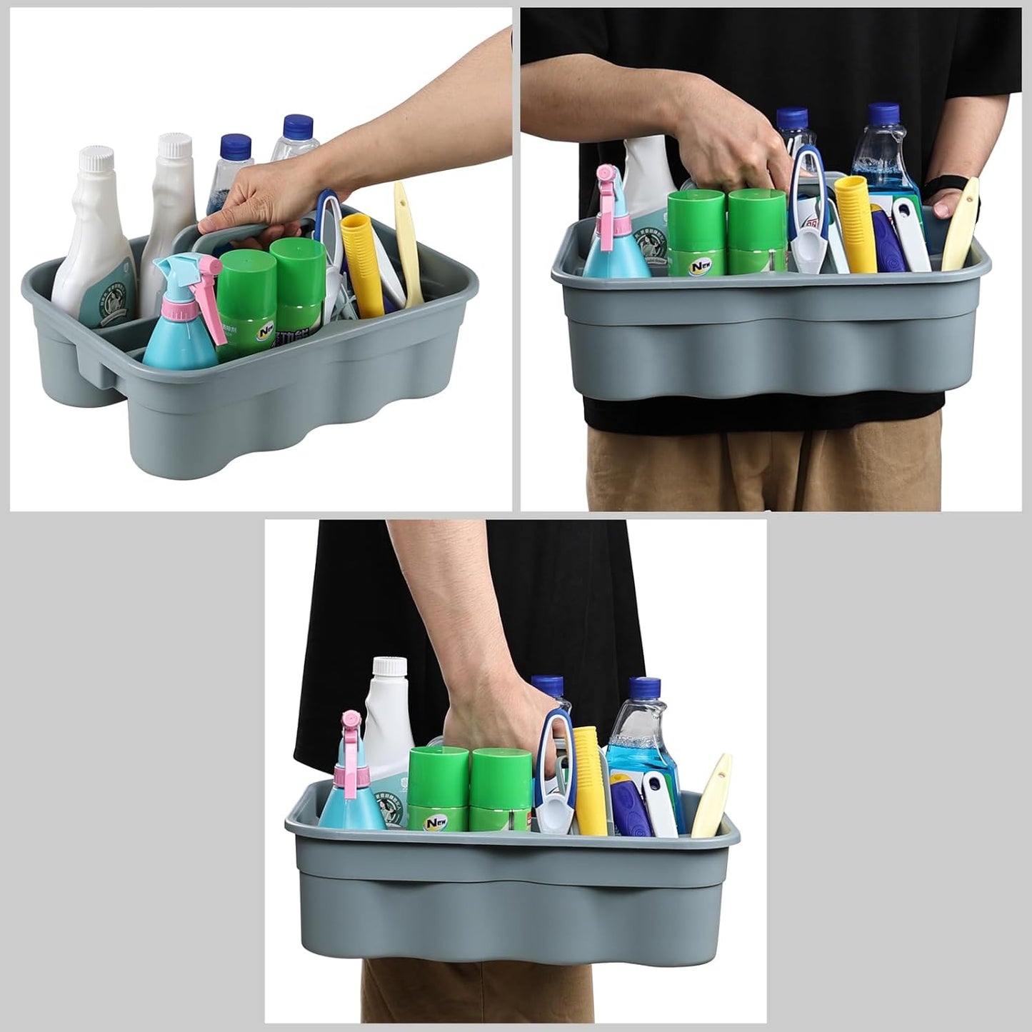 All-Purpose Cleaning Caddy, Cleaning Tool Organizer with Handle Portable Shower Caddy Basket, Grey, 6 Pack