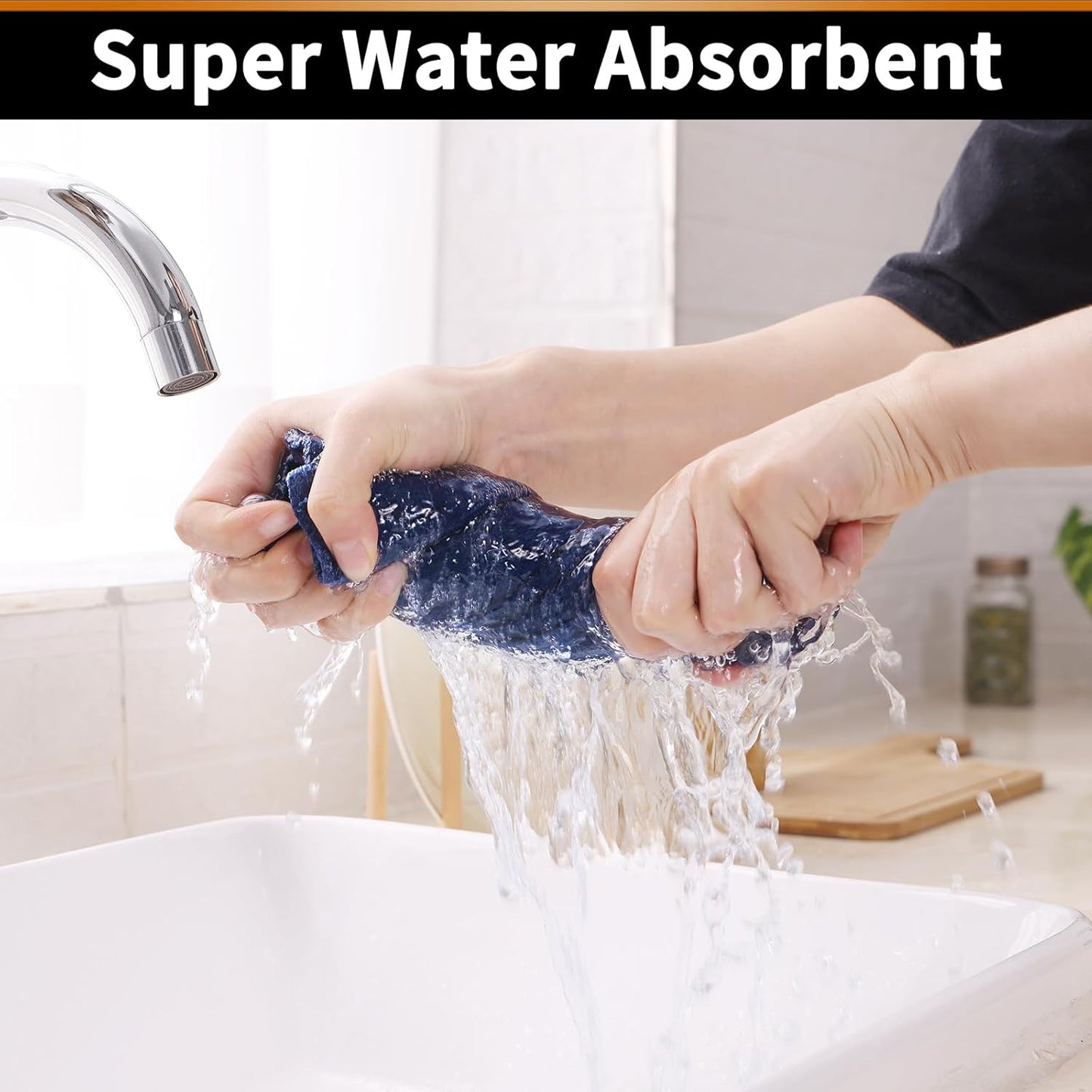 Homaxy 100% Cotton Waffle Weave Kitchen Towels - 4 Pack Soft and Absorbent Dish Towels - 16 x 26 Inches Quick Dry Hand Towels - Blue