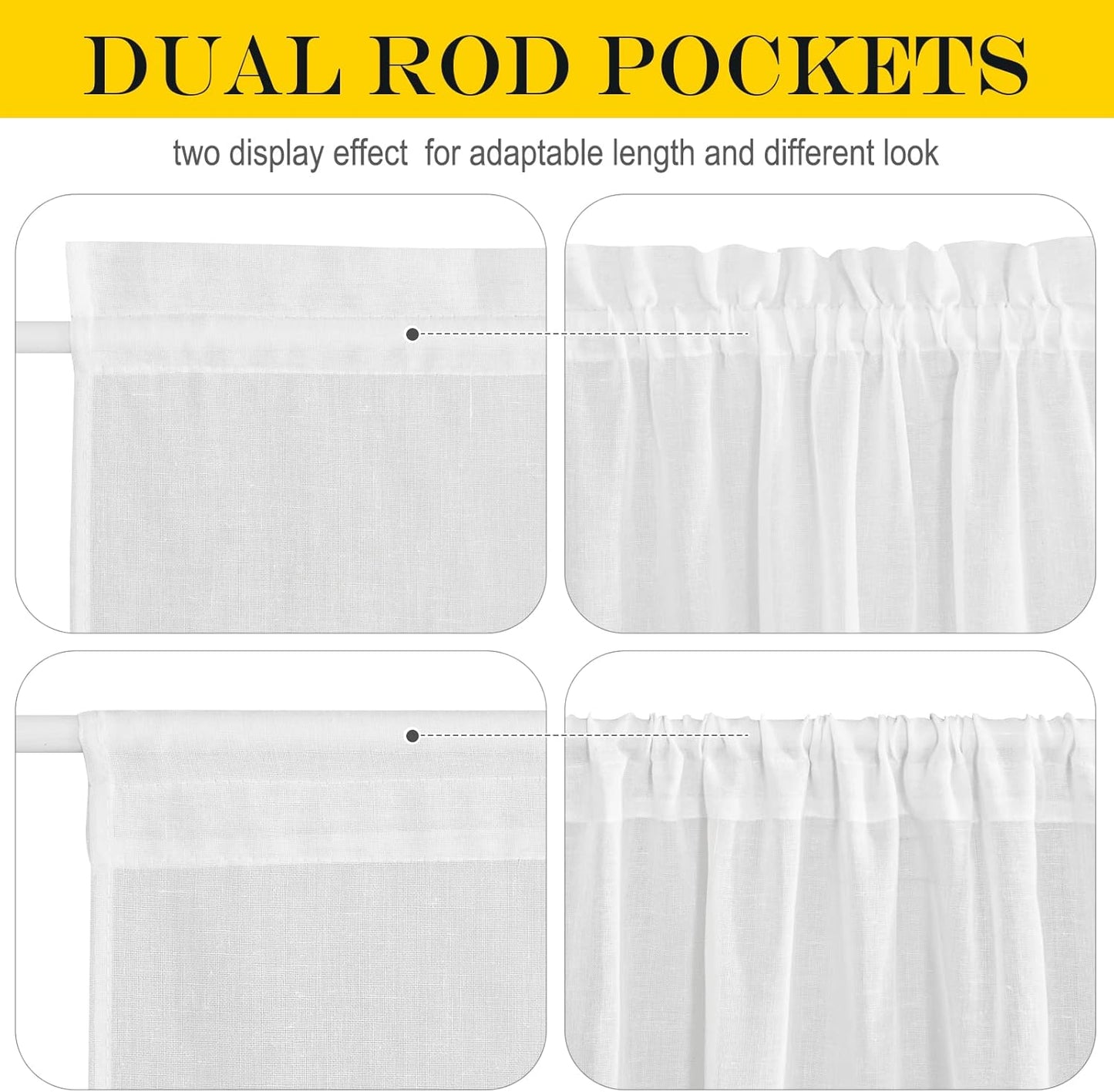 NICETOWN Sheer Curtains for French Door, Light Filtering Rod Pocket Door Curtain for Doorway Temporary Privacy Window Covering for Living Room Patio Glass, 26" W x 80" L, 1 PC, White