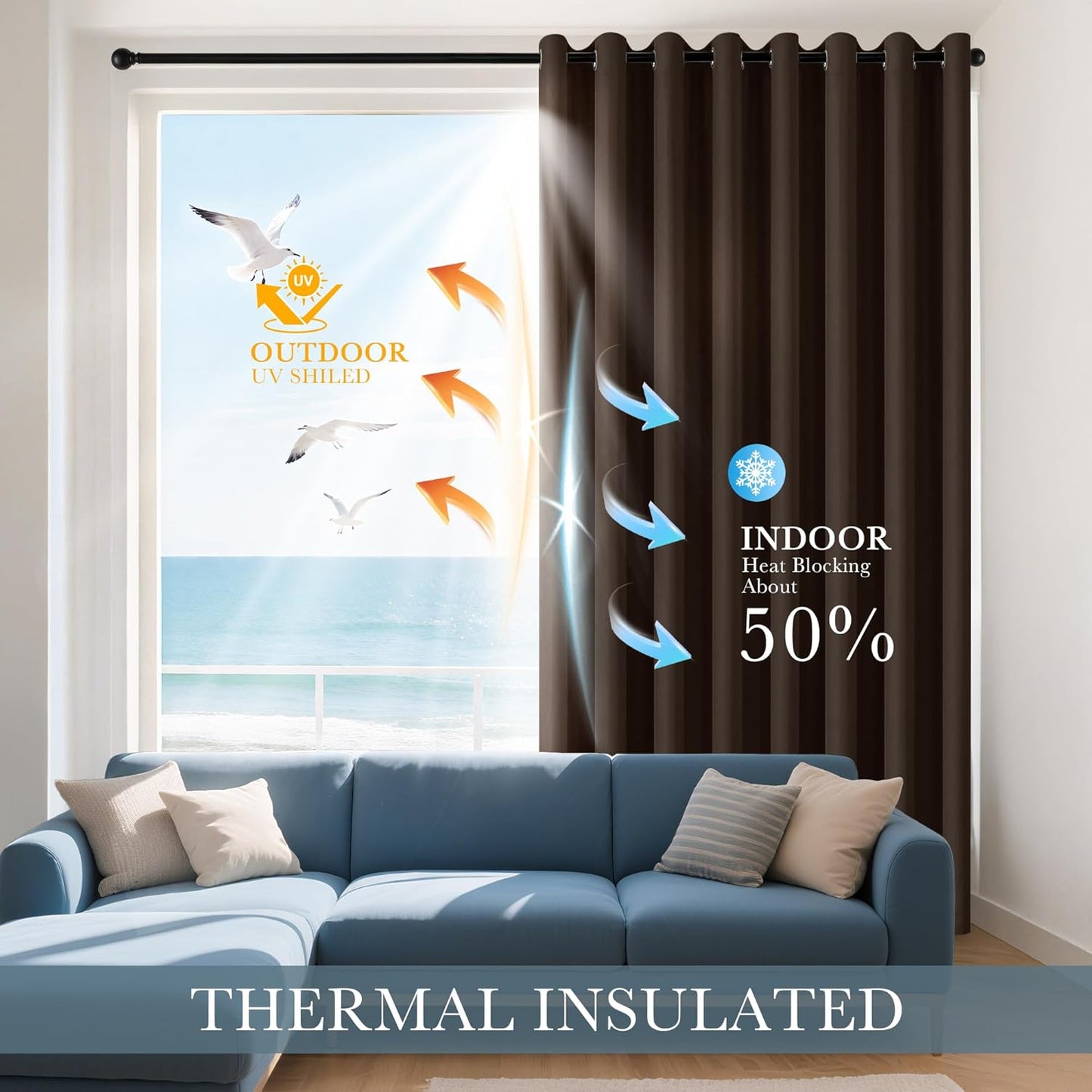 PONY DANCE Blackout Curtain Panels - Thermal Insulated Room Darkening Drapes Energy Saving Window Treatments Draperies for Small Window, 42 by 45 inches, Chocolate Brown, 2 PCs