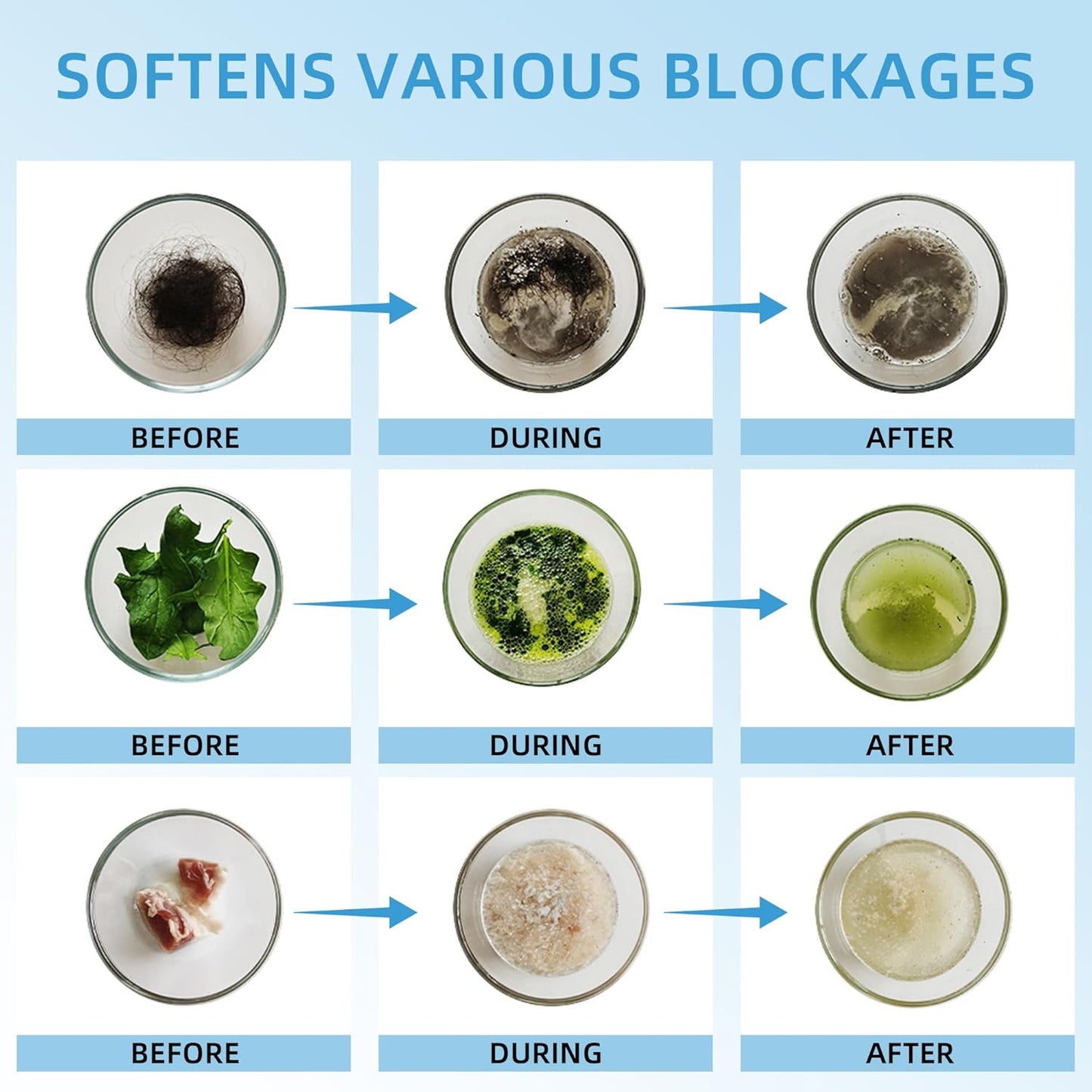 Drain Cleaner, 2PCS Sink Drain Clog Remover, Unclog Shower Drains, Pipe unblocking for toilets, Tubs, Shower or Sink Drains, Unclogs and Hair 18.4oz