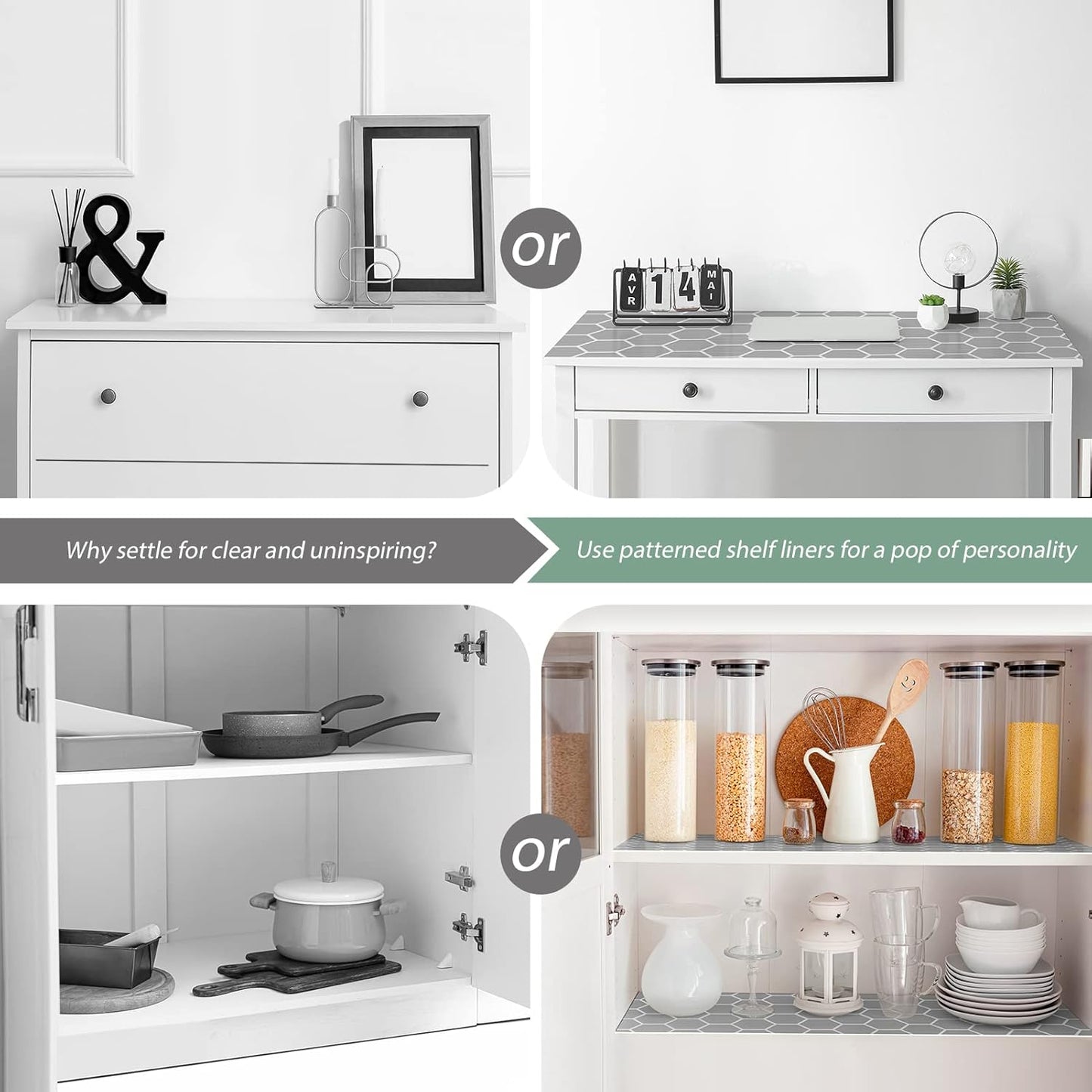 Glotoch Premium Non Slip Shelf Liner 12” X 20 Ft, Non Adhesive Drawer Liner, Waterproof Shelf Paper for Kitchen Cabinets, Drawer, Fridge, Wire Shelving, Pantry, Bathroom-Heavy Duty,Geometric Grey