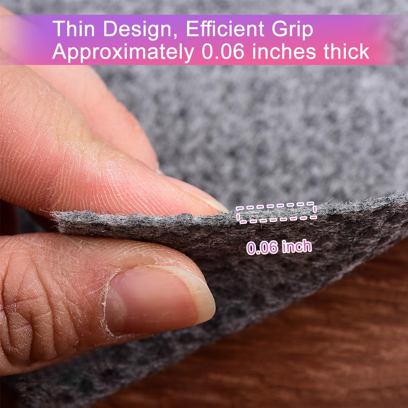 Ultra Strong Anti-Slip Thin Rug Felt Pad 5 x 8 Feet for Hardwood Floors, Non Slip Carpet Padding, Non Skid Area Rug Mat Keep Your Rugs in Place- Gray