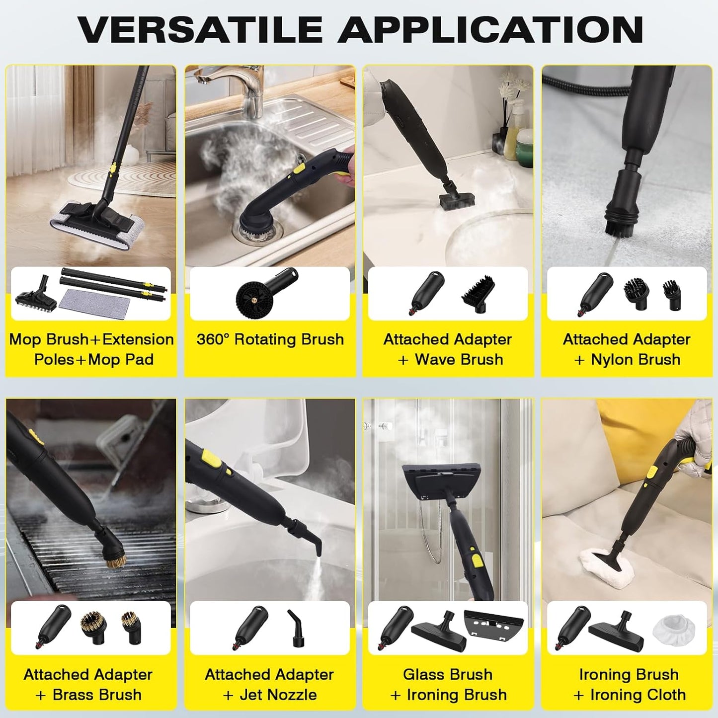 TVD Steam Cleaner, Heavy Duty Canister Steamer with 26 Accessories, Steam Mop with 5M Extra-Long Power Cord for Home Floor Cleaning, Grout, Upholstery, Car Detailing