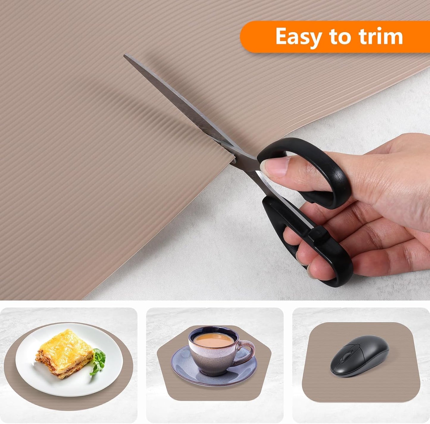 Shelf Liners for Kitchen Cabinets Drawer Liner Non Adhesive Cupboard Mat EVA Material Waterproof Refrigerator Mats Washable Fridge Liner for Cupboard and Desks Liner Beige 11.8 x 118 Inches