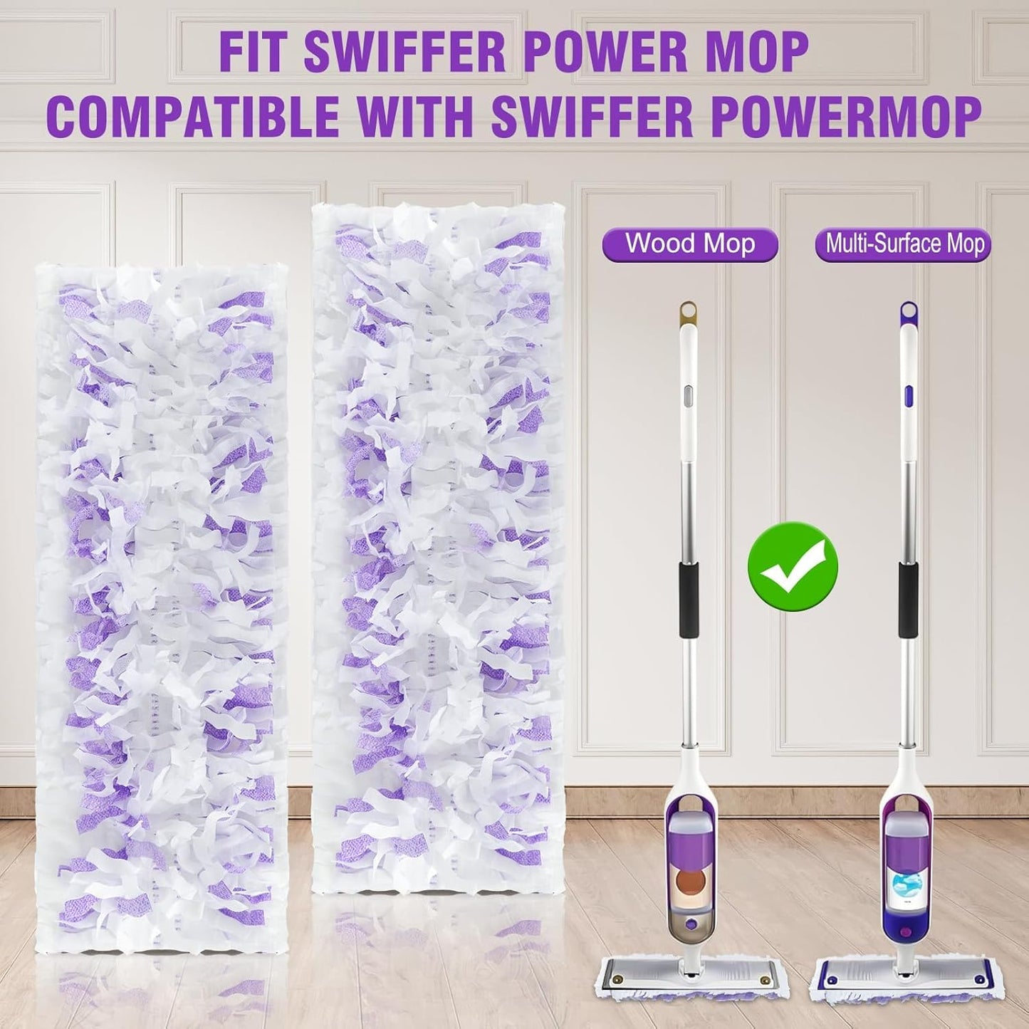 50 Count Disposable Power Mop Pads for Swiffer PowerMop, Unscented Power Mop Refills for Multi-Surface Floor Cleaning, Repalcement Mopping Pad Refill