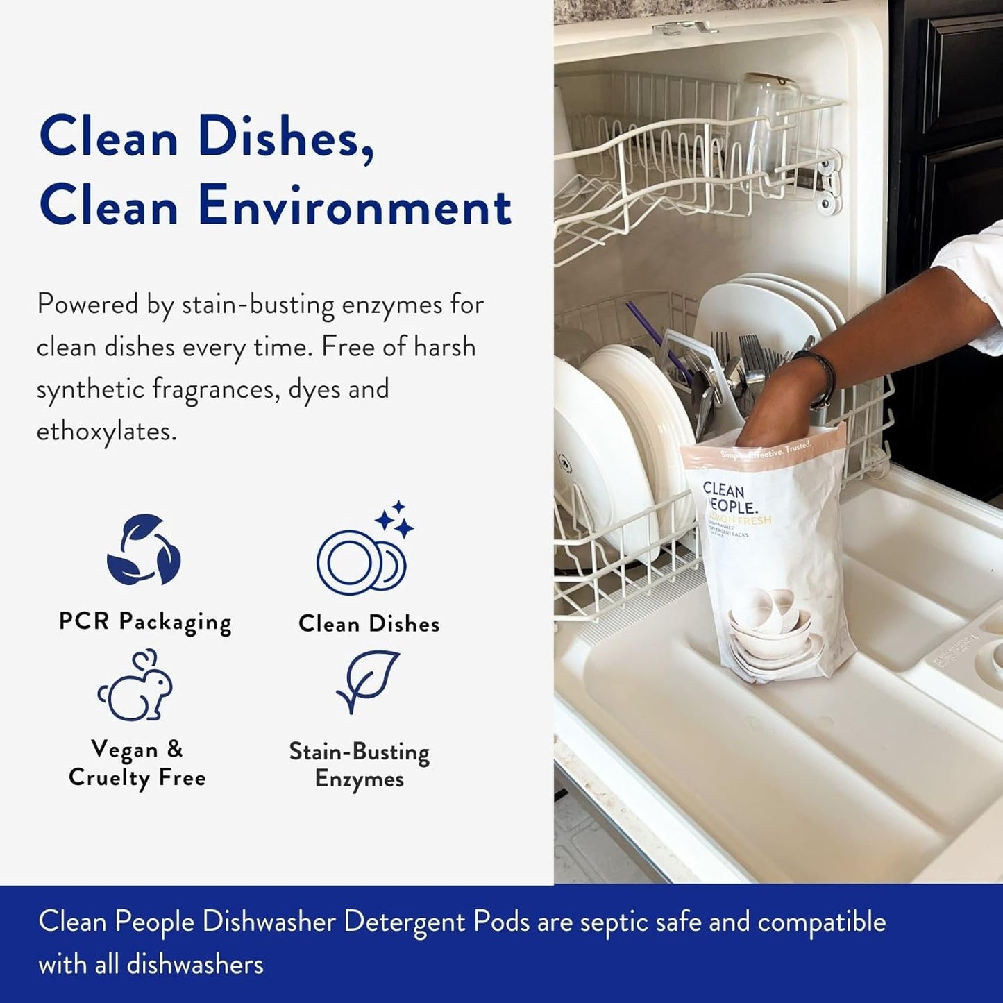 The Clean People Dishwasher Detergent Pods | Cuts Grease and Rinses Sparkling Clean | Residue-Free | Lavender, 30 Pack