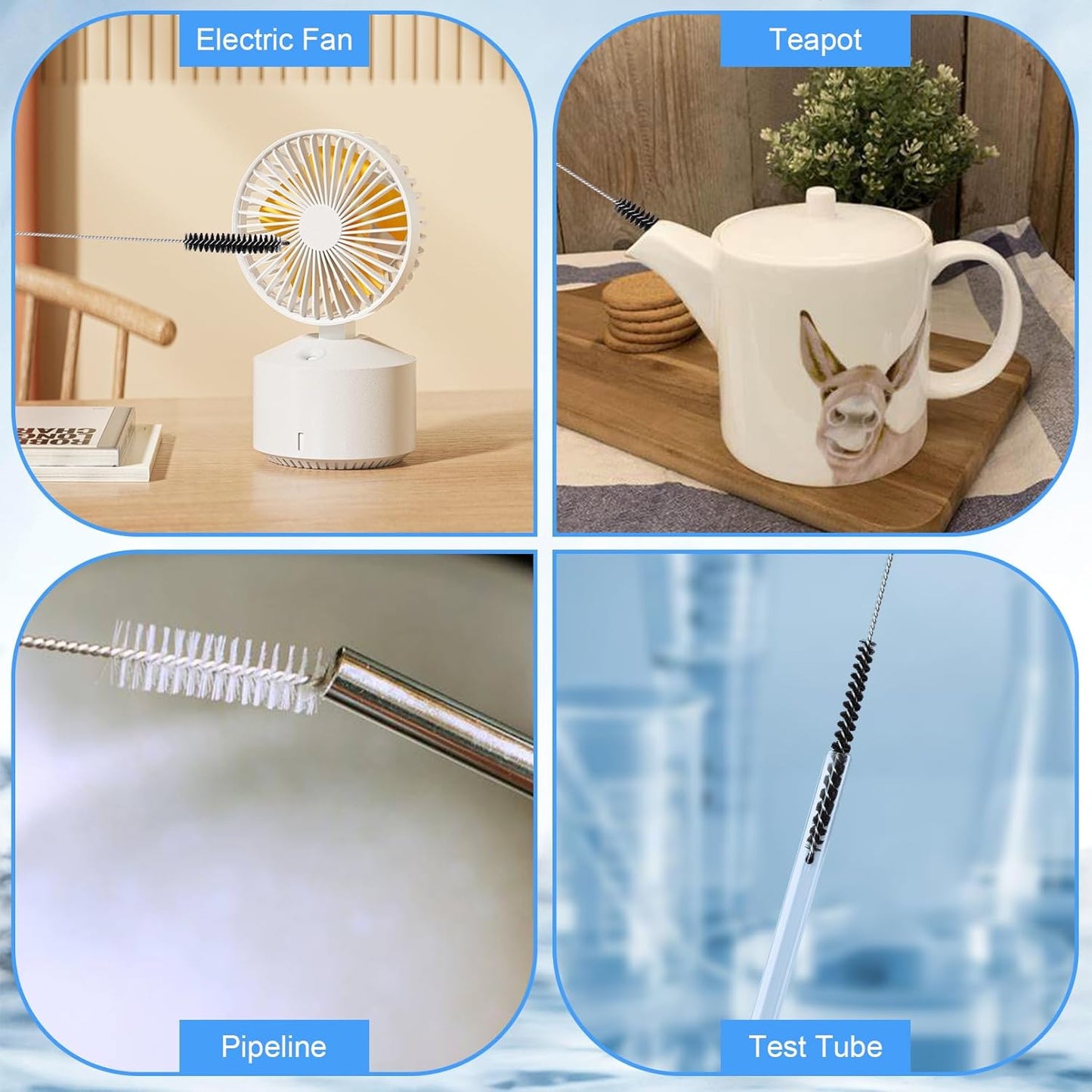 16pcs Long Tube Cleaner Set, Extra Long Hose Cleaning Brush, Pipe Cleaning Brush, Cleaning Brush Stainless Steel for Fish Tank, Kitchen, Straw