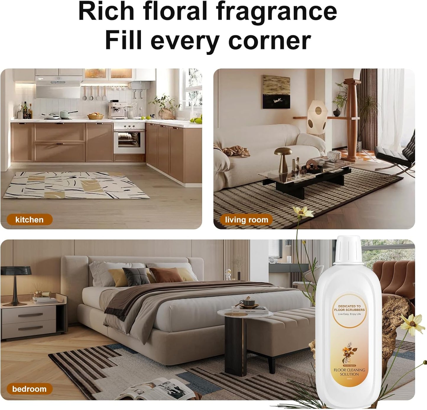 Floor Cleaning Solution Compatible With Tineco , Deep Cleans for Multiple Hard Floors, Suitable With All Robot Vacuums with Mopping and Cordless Wet/Dry Vacuum Mop Cleaner (Floral Fragrance 1 Bottle)