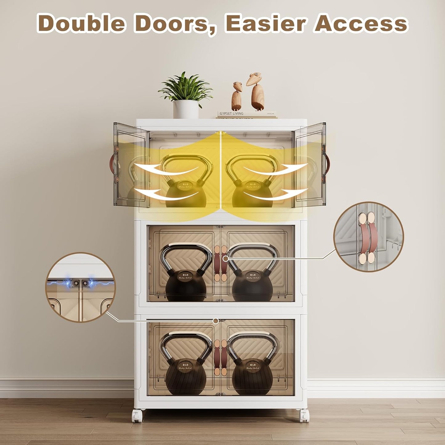 SAILUN 135QT Extra Large Collapsible Storage Bins with Wheels and Lid, Stackable Storage Bins Open Closet Organizers and Storage Storage Containers Drawers,19.7" L × 12.6" W × 34.8" H（3 Pack）