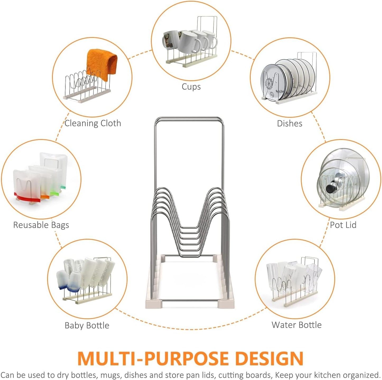 Reusable Bag Drying Rack,Silicone Bag Drying Rack,Plastic Bags Dryer Rack,Dryer Rack for Silicone Storage Bags,Draining Stand Holder for Cups,Bottles,Pan Lid&Cutting Board Organizer